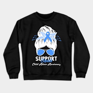 Child Abuse Prevention Awareness Month Blue Ribbon gift idea Crewneck Sweatshirt